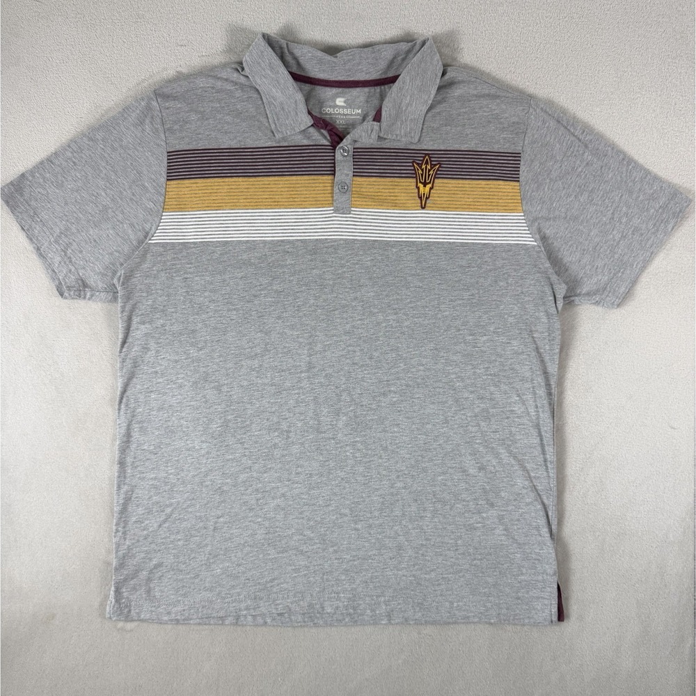 Colosseum Arizona State Sun Devils GOLF Polo Shirt Mens XXL Gray NCAA